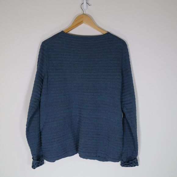 MANSTED Blue Cotton Cardigan Size XL Striped Dots Lagenlook Mixed Print Knit - Picture 3 of 7